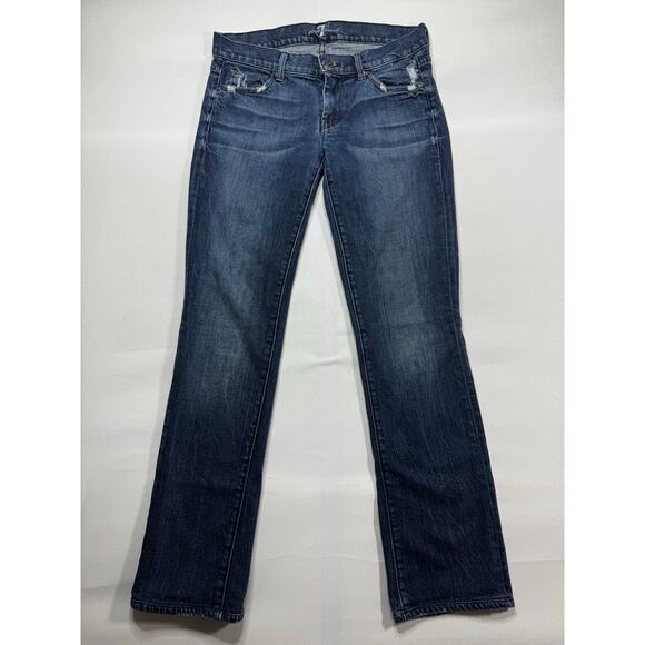 7 For All Mankind Denim - 7 For All Mankind Women's Straight Leg Blue Denim Jeans - Size 27 (29x29.5)